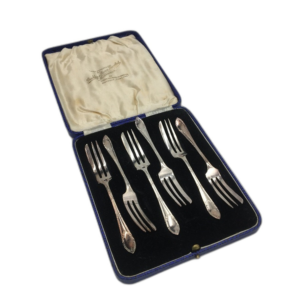 VINTAGE Harrison Bros & Howson 6pc Mini Decorative Forks for Buckley&Nunn Ltd