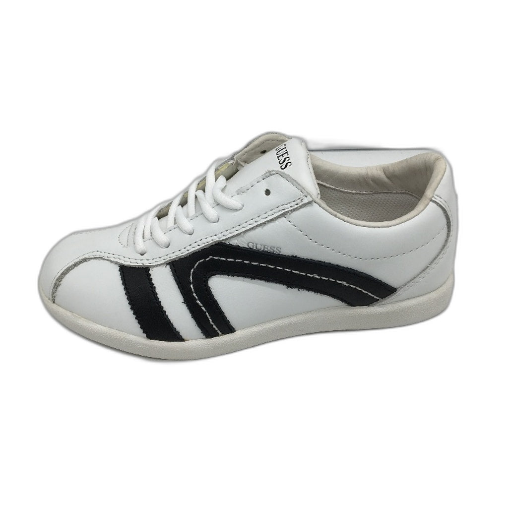 Guess Leather White & Black Stripe Sneaker Shoe Youth Kids Sze US 2 EUR 33.5 NEW