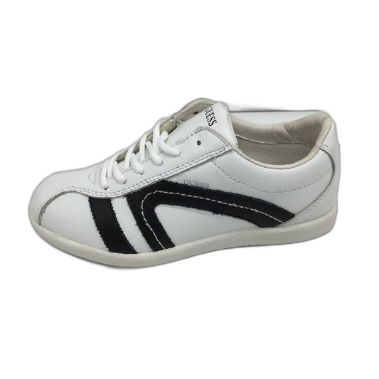 Guess Leather White & Black Stripe Sneaker Shoe Youth Kids Sze US 3 EUR 35 NEW