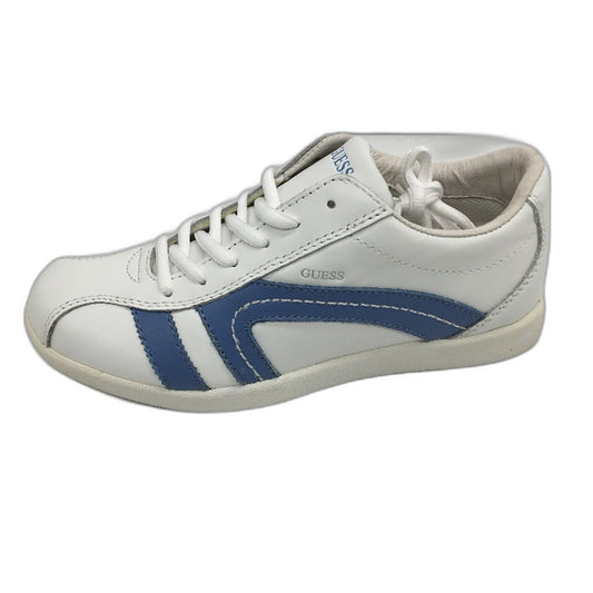 Guess Leather White Lgt Blue Stripe Sneaker Shoe Youth Kids Sze US 3 EUR 35 NEW