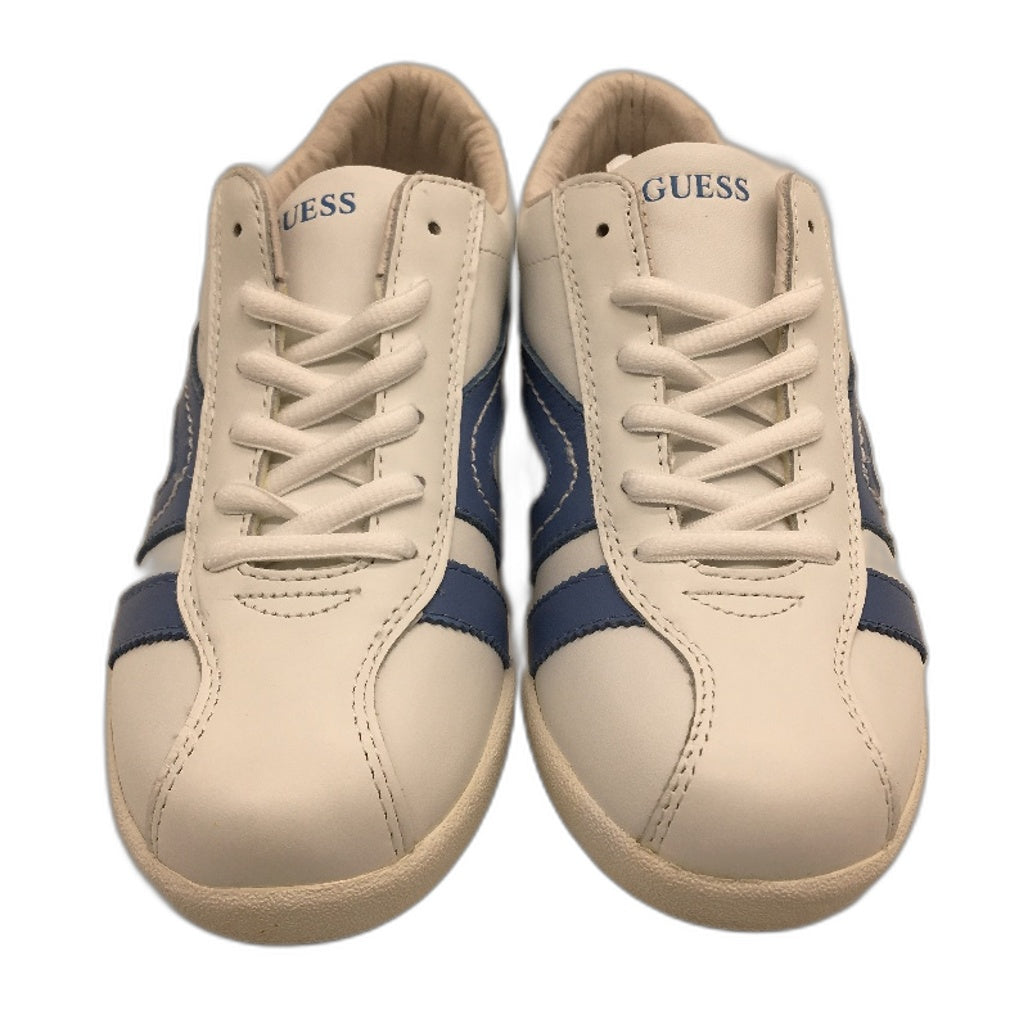 Guess Leather White Lgt Blue Stripe Sneaker Shoe Youth Kids Sze US 3 EUR 35 NEW