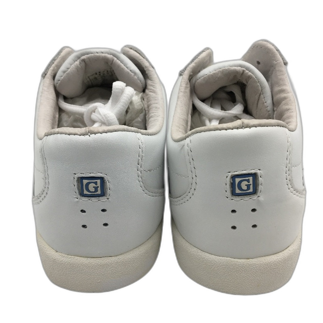 Guess Leather White Lgt Blue Stripe Sneaker Shoe Youth Kids Sze US 3 EUR 35 NEW