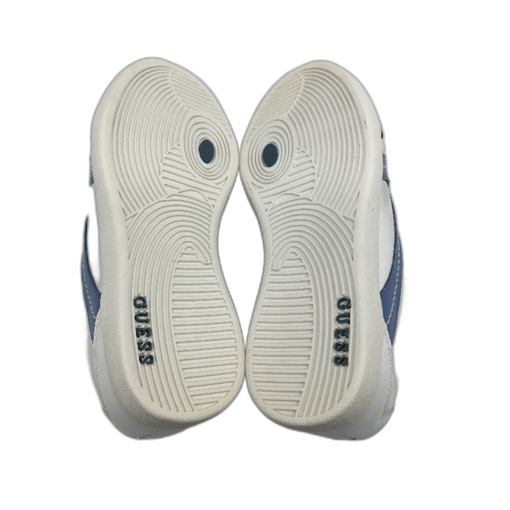 Guess Leather White Lgt Blue Stripe Sneaker Shoe Youth Kids Sze US 3 EUR 35 NEW