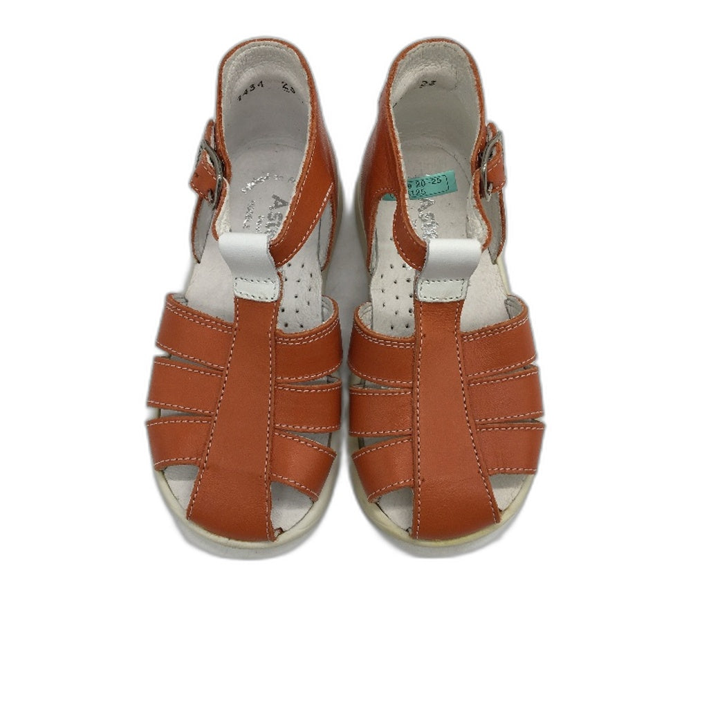 Aster Tonic Blanche Orange Leather Fivori Sandals Toddler Size 3-4Yrs EU 25 NEW