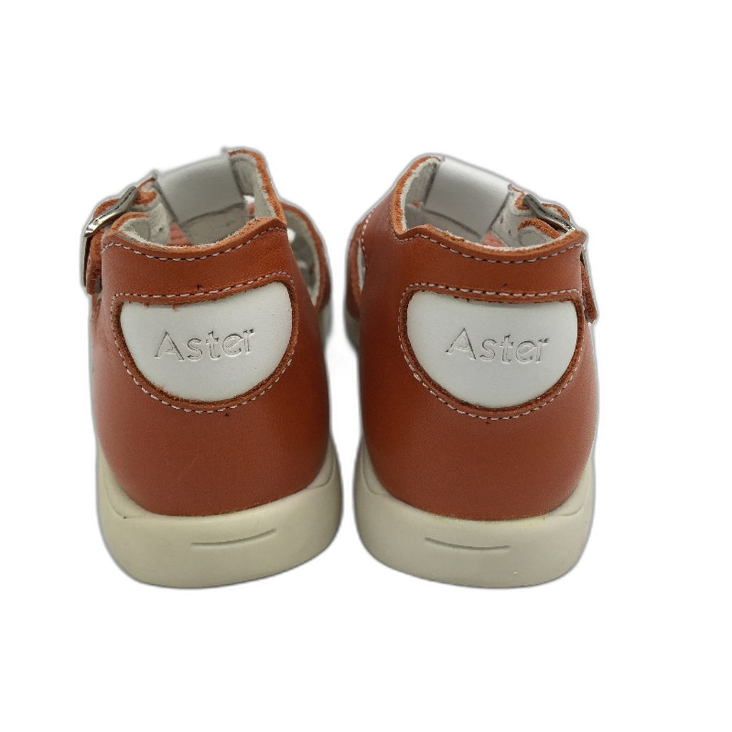 Aster Tonic Blanche Orange Leather Fivori Sandals Toddler Size 3-4Yrs EU 25 NEW
