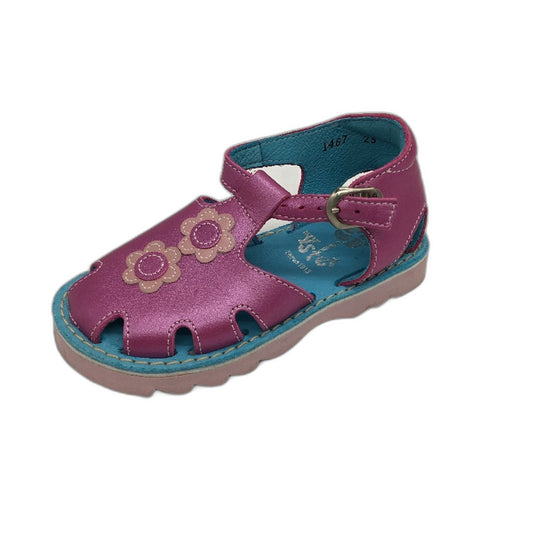 Aster Metalic Pink Leather Floralie Sandals Toddler Size 3-4Yrs EU 25 15.6cm NEW