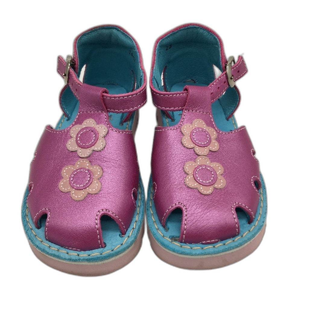 Aster Metalic Pink Leather Floralie Sandals Toddler Size 3-4Yrs EU 25 15.6cm NEW