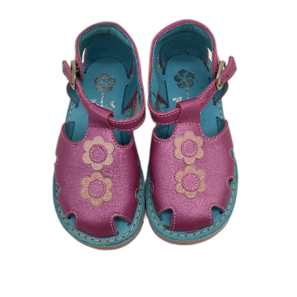 Aster Metalic Pink Leather Floralie Sandals Toddler Size 3-4Yrs EU 25 15.6cm NEW