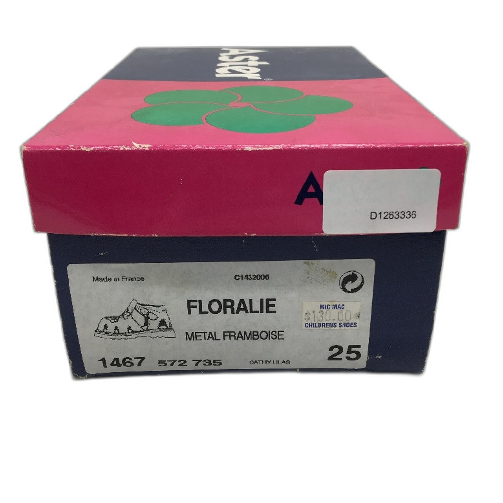Aster Metalic Pink Leather Floralie Sandals Toddler Size 3-4Yrs EU 25 15.6cm NEW
