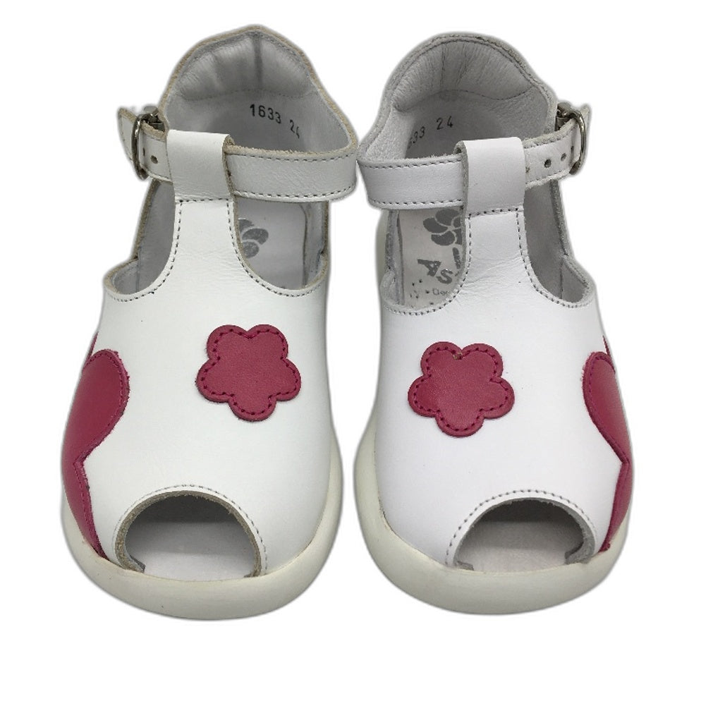 Aster Rose White Leather Livie Sandal Shoes Toddler Size 2.5-3Yrs EU 24 NEW