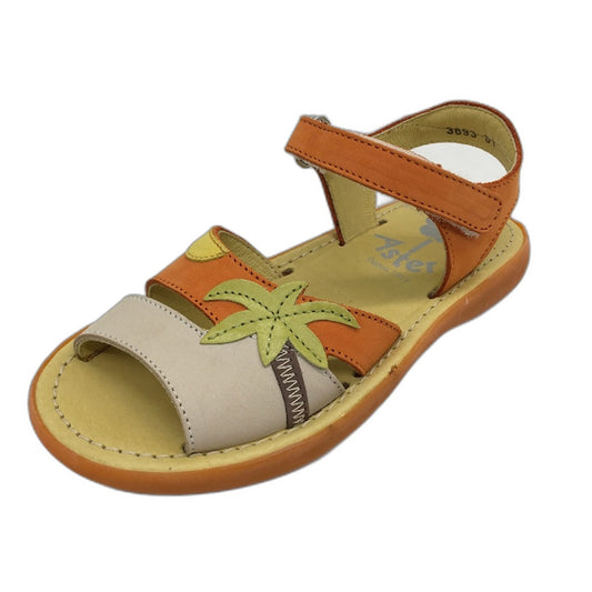 Aster Navidad Papaye Orange Palm Leather Sandal Shoes Kids Size 13.5 EU 31 NEW