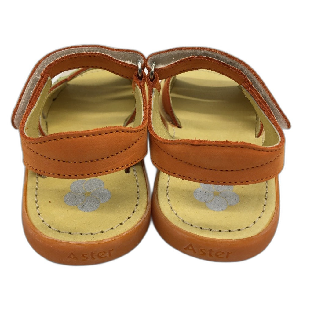 Aster Navidad Papaye Orange Palm Leather Sandal Shoes Kids Size 13.5 EU 31 NEW