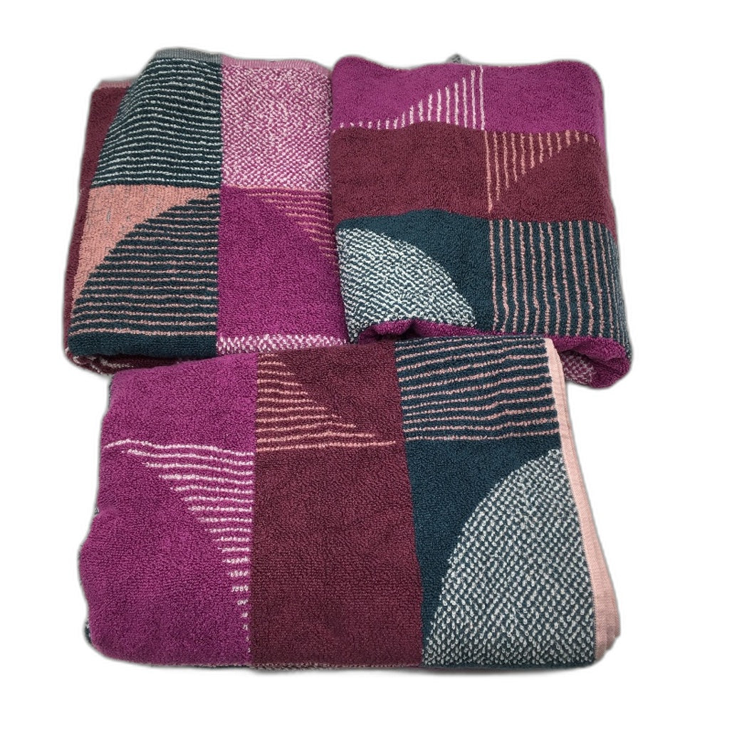 Kirkton House 3 Pack 100% Cotton Mulberry Purple Toned Bath Towel Set NEW