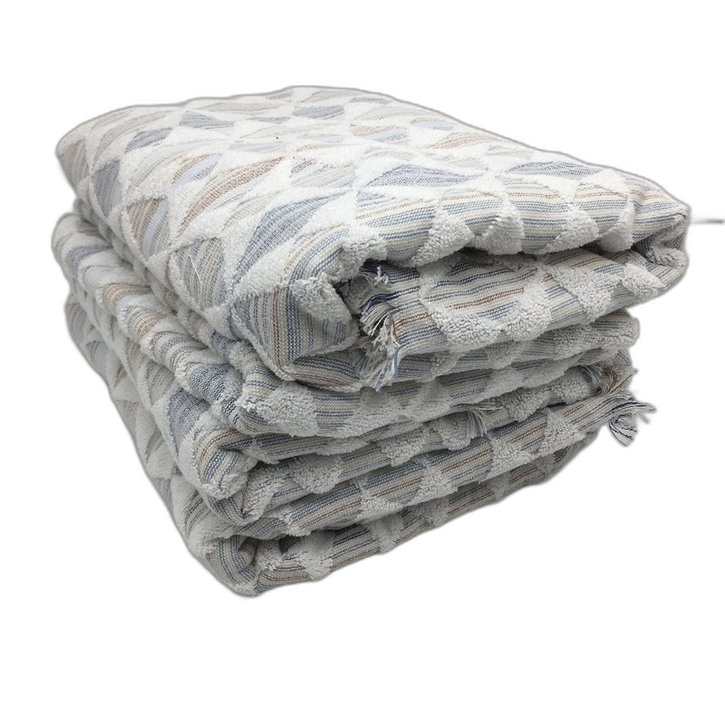 Kirkton House 3 Pack 100% Cotton White Patterned Geo Textured Bath Towel Set NEW