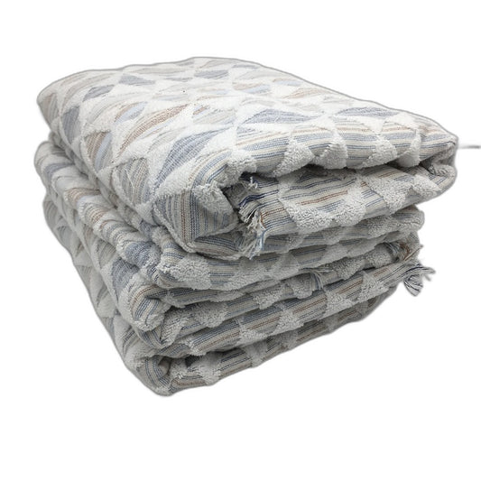 Kirkton House 3 Pack 100% Cotton White Patterned Geo Textured Bath Towel Set NEW
