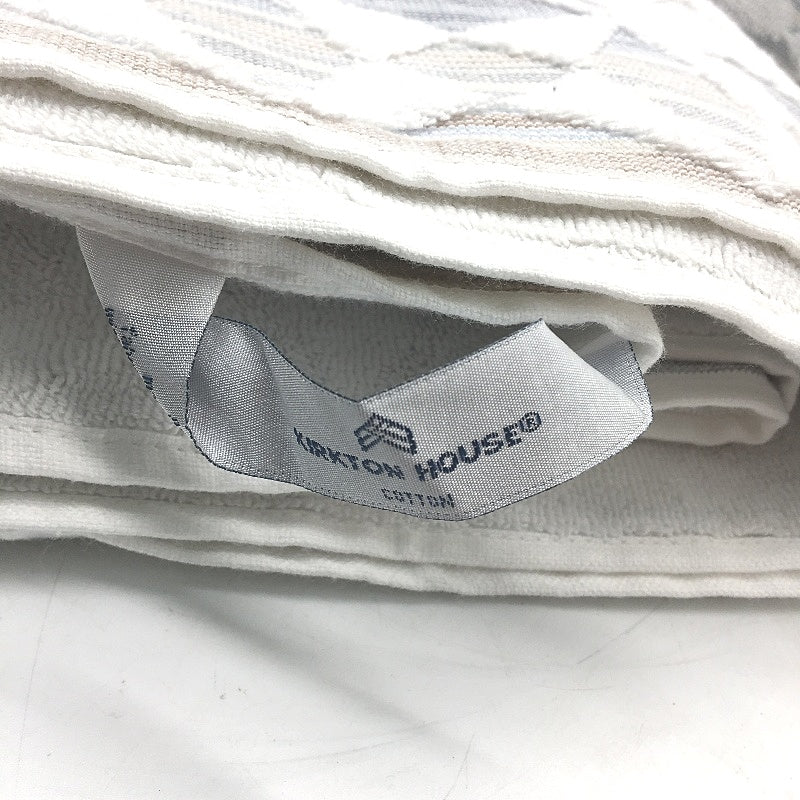 Kirkton House 3 Pack 100% Cotton White Patterned Geo Textured Bath Towel Set NEW
