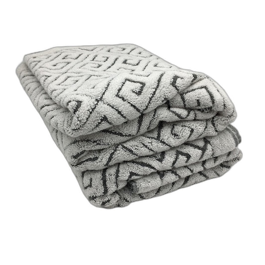 Kirkton House 2 Pack Cotton White & Charcoal Geo Textured Bath Towel Set NEW