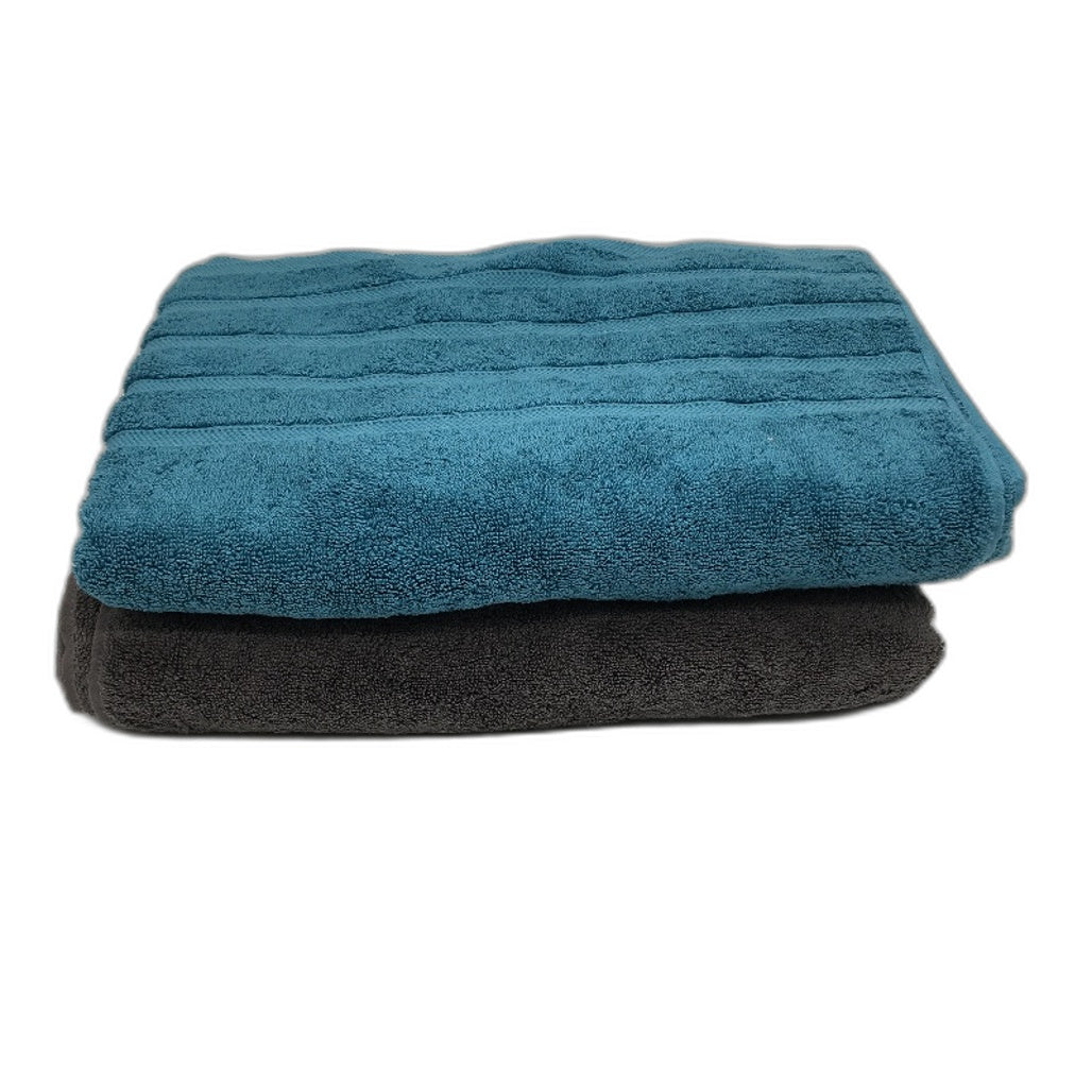 Kirkton House 2 Piece 100% Cotton Large Grey & Teal Bath Sheet Set NEW