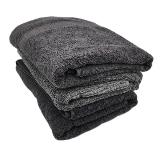 Kirkton House 3 Pack 100% Cotton Charcoal Grey Mixed Design Bath Towel Pack NEW
