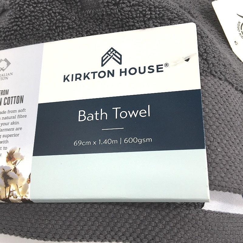 Kirkton House 3 Pack 100% Cotton Charcoal Grey Mixed Design Bath Towel Pack NEW