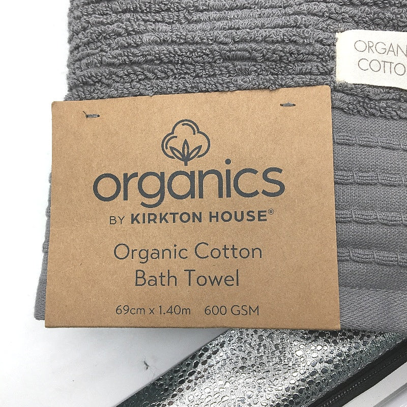Kirkton House 3 Pack 100% Cotton Charcoal Grey Mixed Design Bath Towel Pack NEW