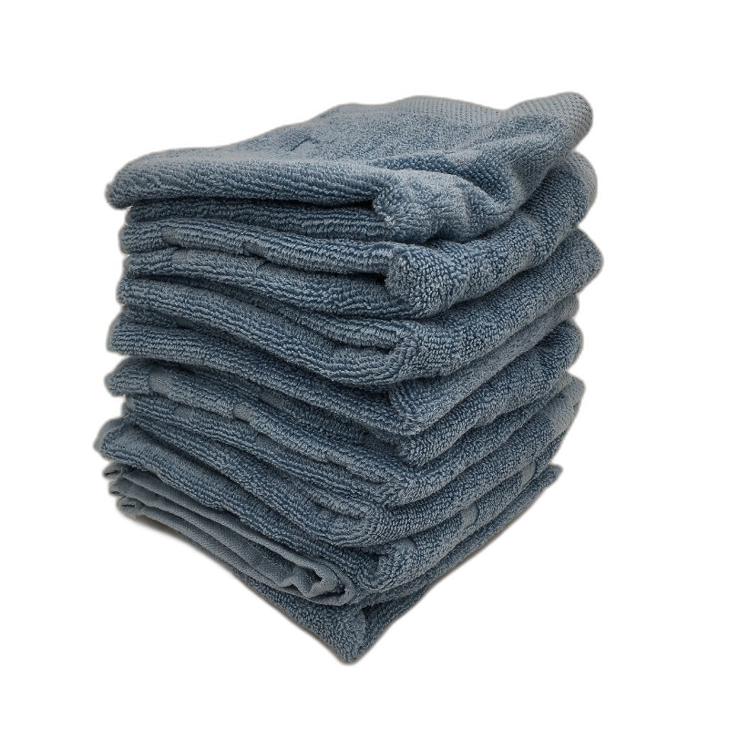 Kirkton House 10 Piece Sky Blue Square Patterned Luxe Face Washers Pack NEW