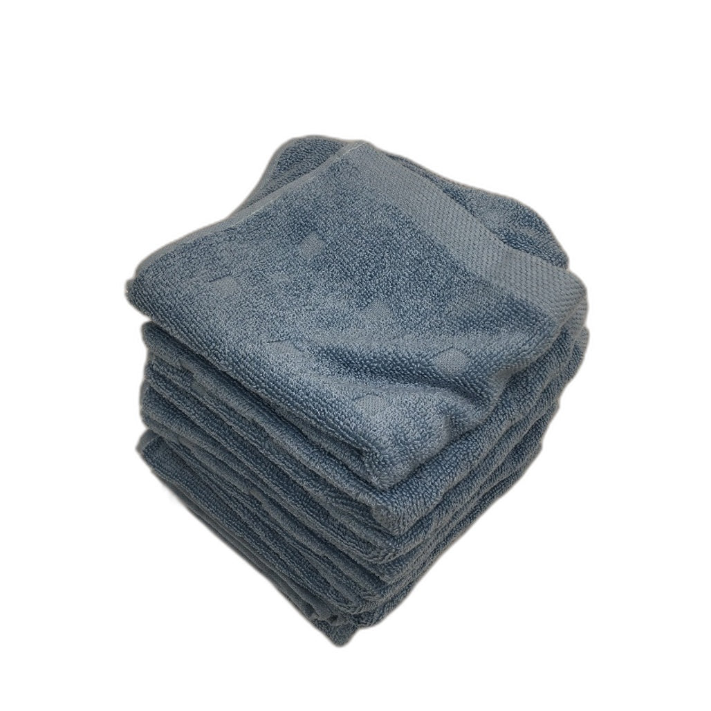 Kirkton House 10 Piece Sky Blue Square Patterned Luxe Face Washers Pack NEW