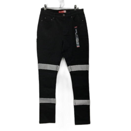 Hard Yakka Black Stretch Slim Fit Reflective Strip Womens Work Pants Size 10 NEW