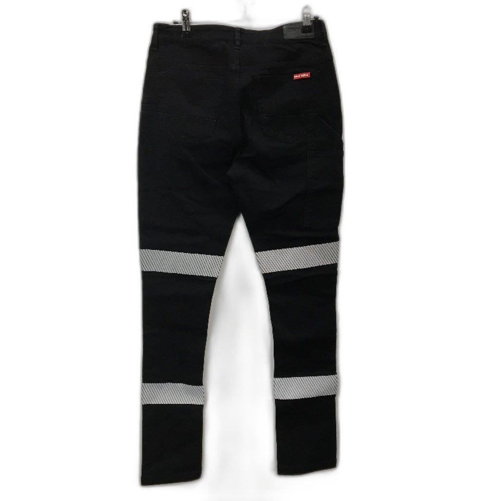 Hard Yakka Black Stretch Slim Fit Reflective Strip Womens Work Pants Size 10 NEW
