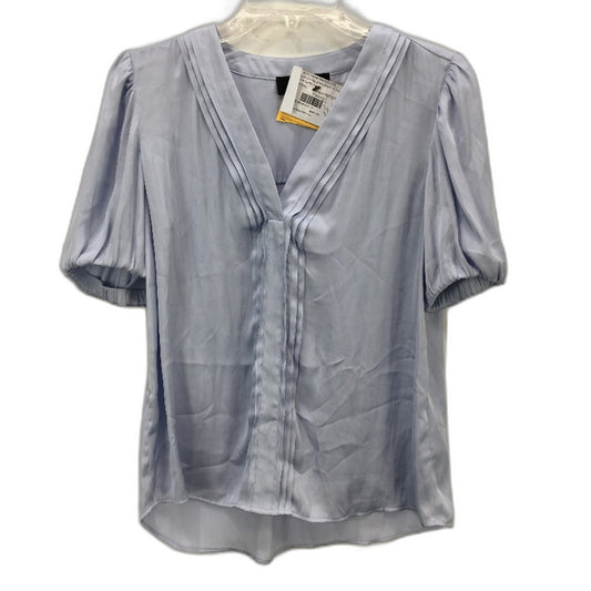 Basque Petites Ice Blue Silky Satin Short Sleeve V Neck Blouse Ladies Size 8 NEW