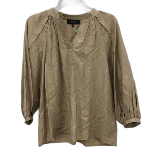 Basque Petites Camel Tan Silky Mid Sleeve V Neck Blouse Ladies Size 10 NEW