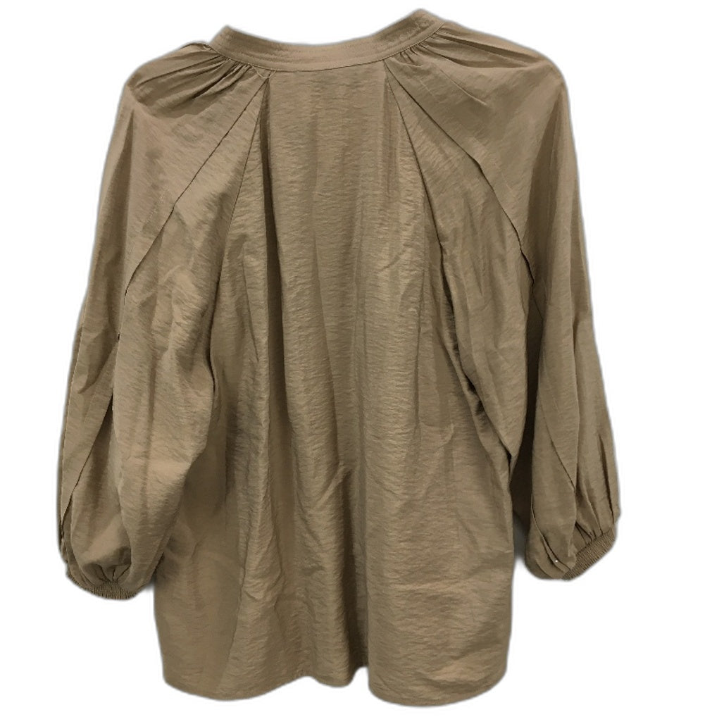 Basque Petites Camel Tan Silky Mid Sleeve V Neck Blouse Ladies Size 10 NEW