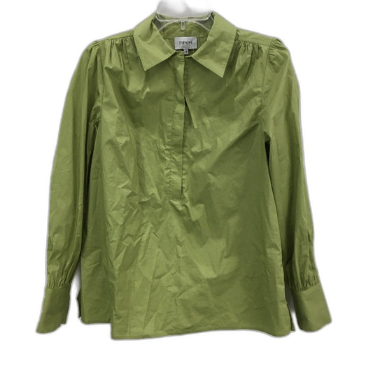 Myers Piper Leaf Green Organic Cotton Half Zipper Neck Blouse Ladies Size 10 NEW