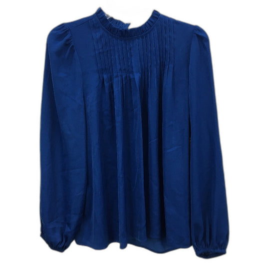 Tokito Petites Cobalt Blue Silky Long Sleeve Pleat Neck Blouse Ladies Sze 10 NEW