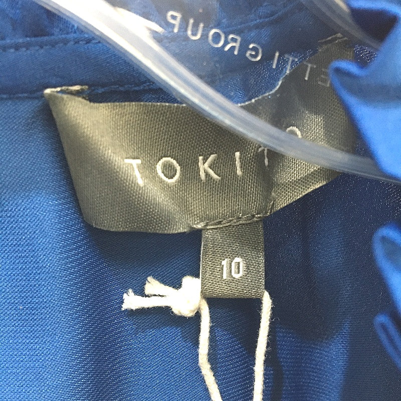 Tokito Petites Cobalt Blue Silky Long Sleeve Pleat Neck Blouse Ladies Sze 10 NEW
