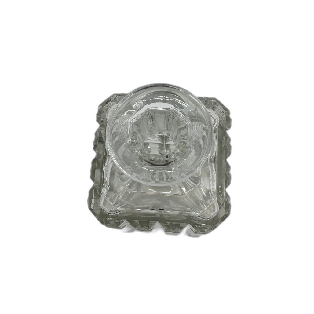 Vintage Heavy Clear Crystal Square Cut Glass Decanter with Stopper 23cm