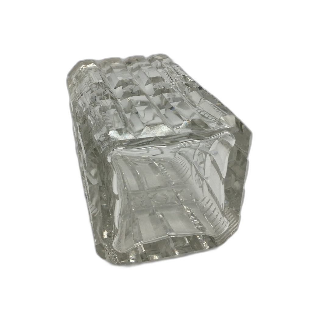 Vintage Heavy Clear Crystal Square Cut Glass Decanter with Stopper 23cm