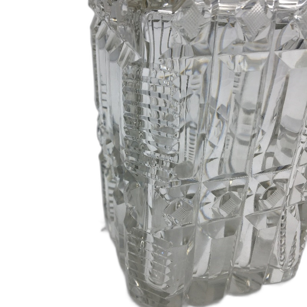Vintage Heavy Clear Crystal Square Cut Glass Decanter with Stopper 23cm