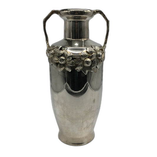 Vintage Lambidis Original Silverware Large Handled Vase With Flower Emboss 36cm