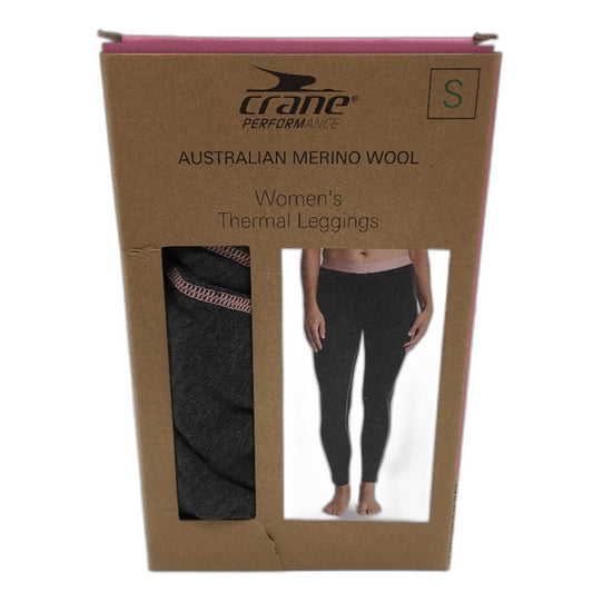 Crane Performance 100% Aust Merino Wool Grey Thermal Leggings Ladies Size S NEW