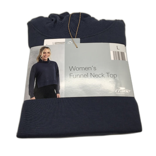 Crane Performance Funnel Neck Classic Soft Navy Sweater Jumper Top Size L NEW