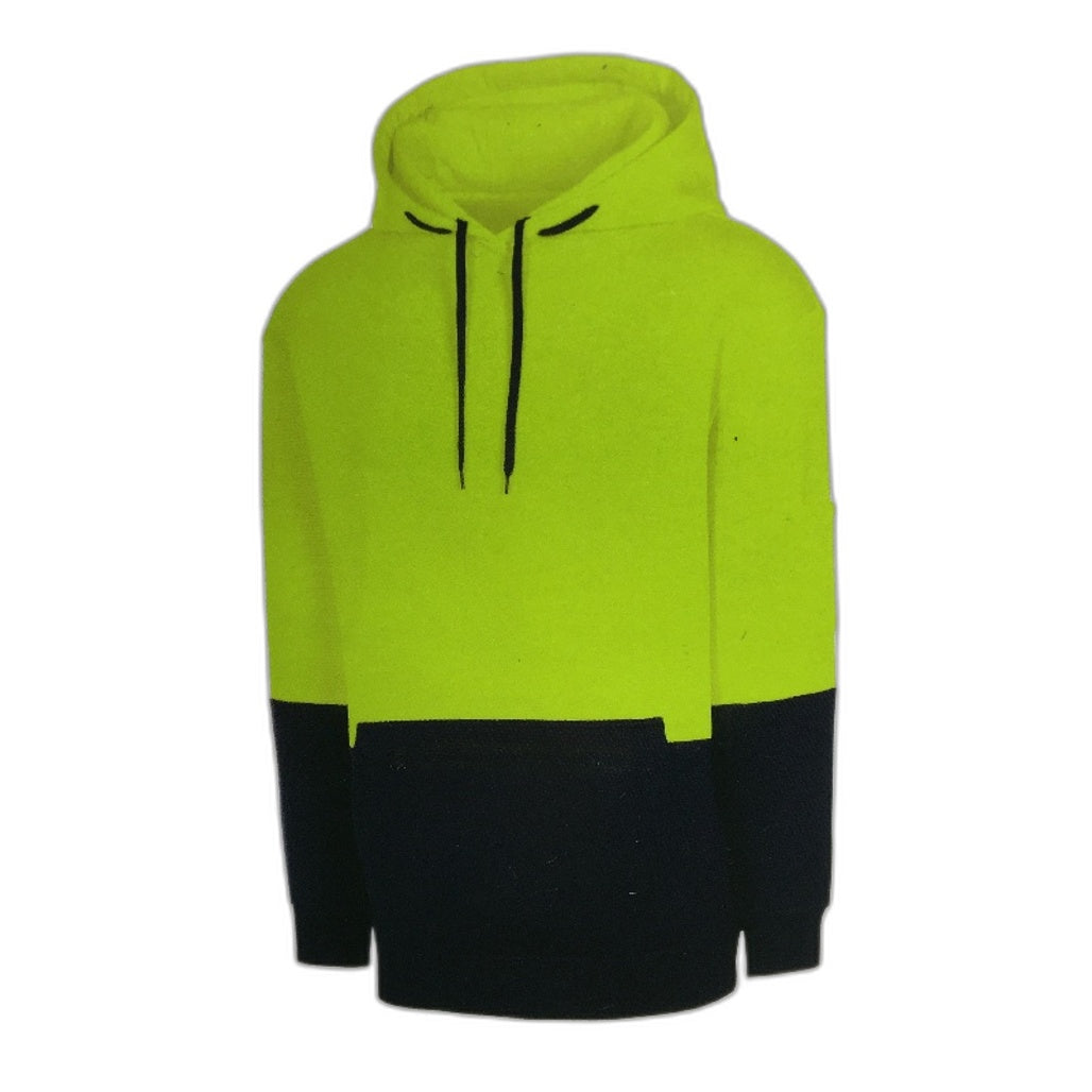 Workzone Water Repellant Hi-Vis Yellow & Navy Hoodie Jumper Mens Size Large NEW
