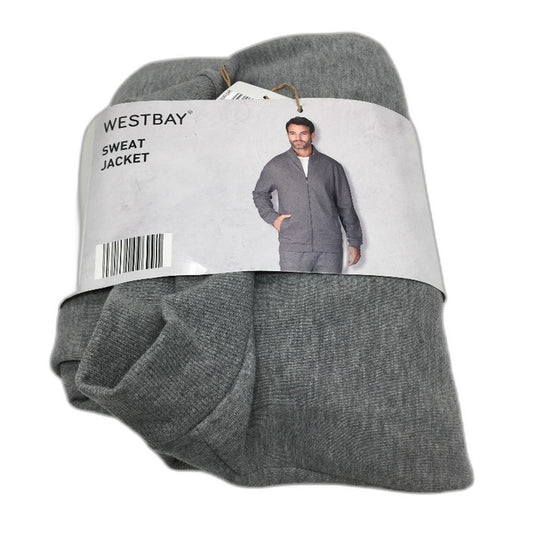 Westbay Grey Cotton Blend Hooded Sweat Zip Up Top Mens Size Medium NEW