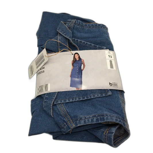 Serra Button Up Tie Waist Longline Blue Denim Dress Ladies Size 10 NEW