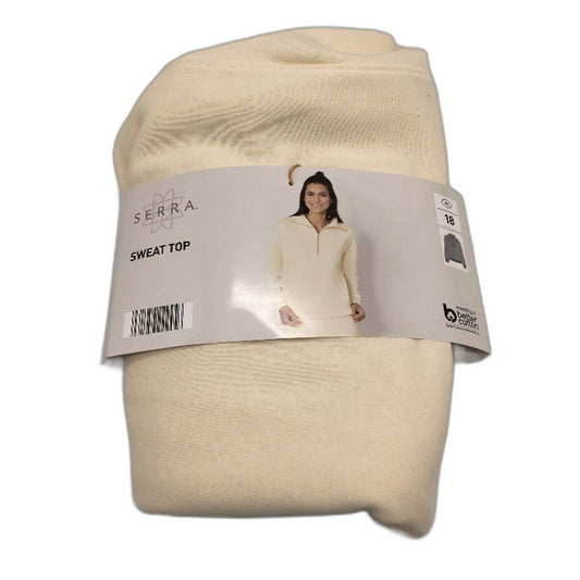 Serra Cotton Blend Quarter Zip Ribbed Waist Cream Sweat Top Ladies Size 18 NEW