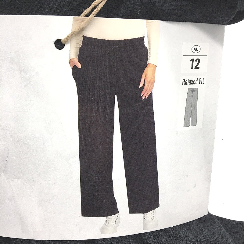 Serra Stretch Black Elastic Waist Relaxed Fit Ponte Pants Ladies Size 12 NEW