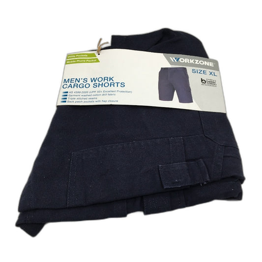 Workzone Navy Cotton Drill Cargo Work Shorts UPF 50+ Mens Size XL NEW