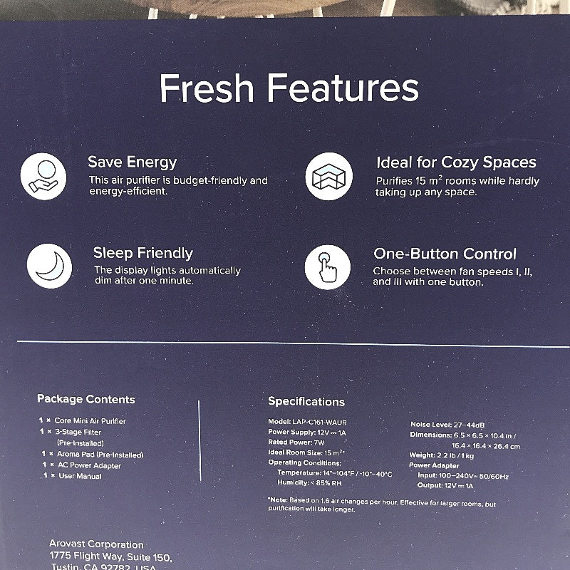 Levoit Core Mini Air Purifier 3 Stage Filtration Quiet Aromatherapy NEW