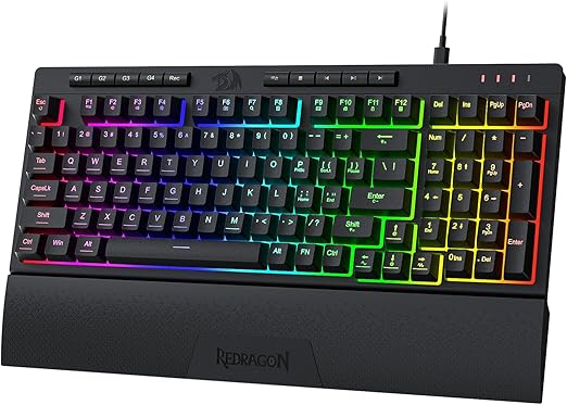 Redragon K515 Shiva 98 Key Wired RGB Membrane Keyboard Detachable Wrist Rest NEW