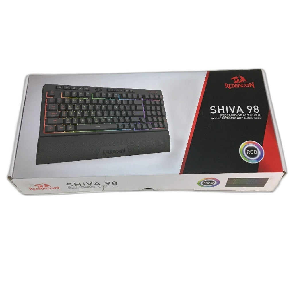 Redragon K515 Shiva 98 Key Wired RGB Membrane Keyboard Detachable Wrist Rest NEW